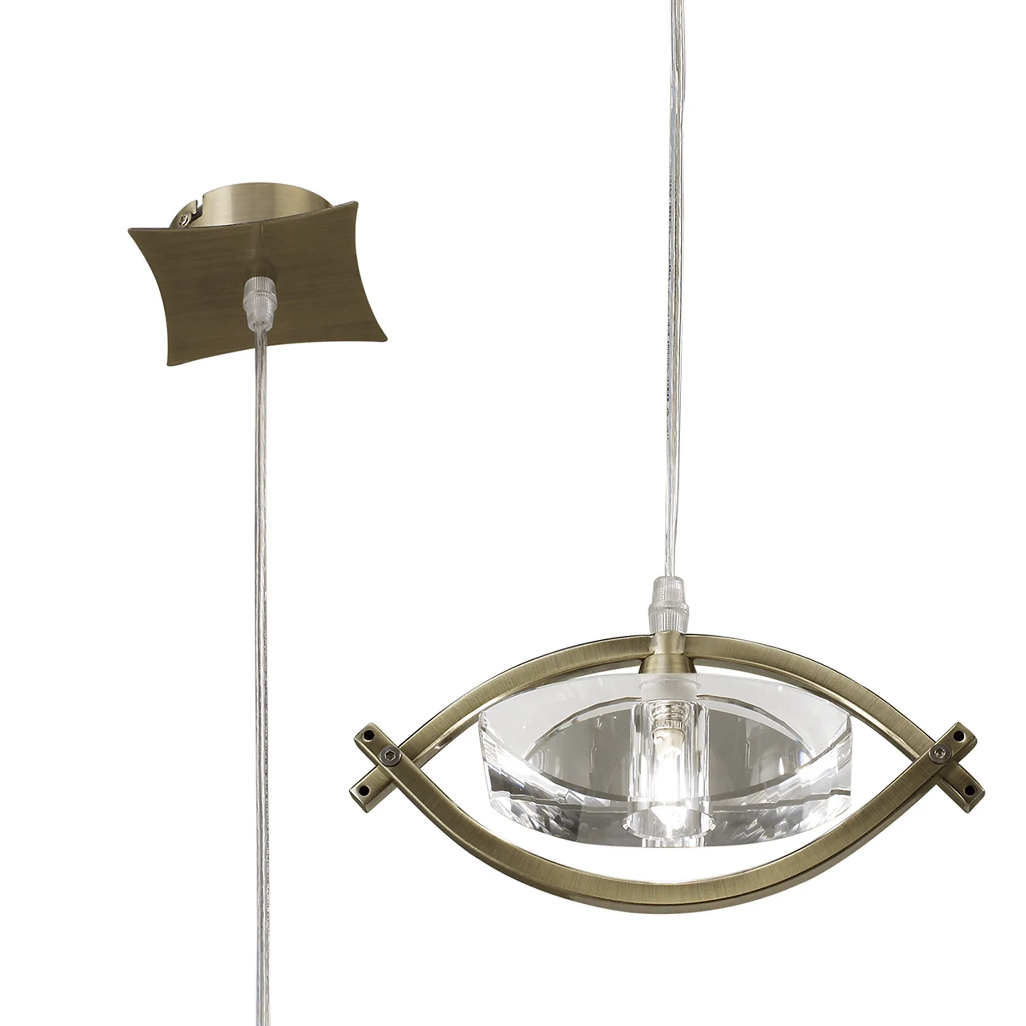 M0899AB  Kromo AB Crystal Pendant 1 Light